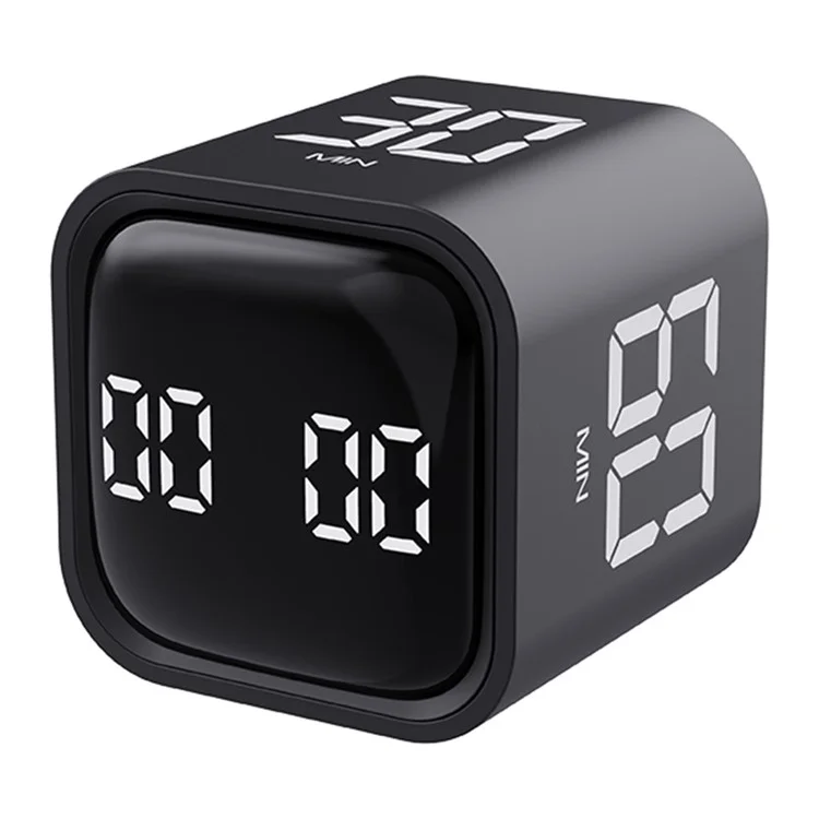 F4 Gravity Sensor Flipping Digital Timer Mini Cube Countdown Alarm Clock Cooking Study Stopwatch - Schwarz