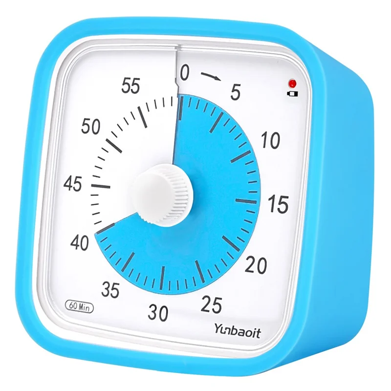 YUNBAOIT VT01 Visual Timer with Night Light 60 Minute Countdown Timer Silent Time Management Tool (Without Battery) - Blue+Blue