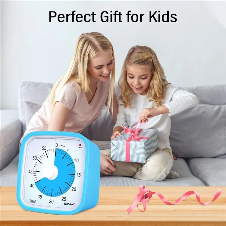 YUNBAOIT VT01 Visual Timer with Night Light 60 Minute Countdown Timer Silent Time Management Tool (Without Battery) - Blue+Blue