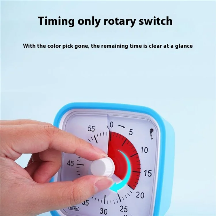 YUNBAOIT VT01 Visual Timer with Night Light 60 Minute Countdown Timer Silent Time Management Tool (Without Battery) - Blue+Blue