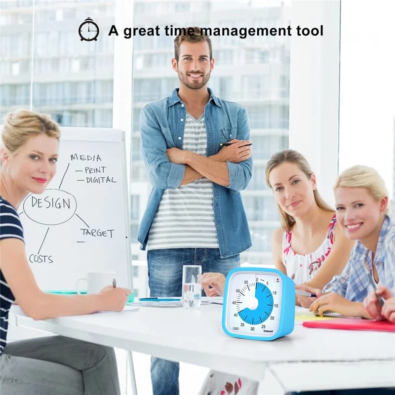 YUNBAOIT VT01 Visual Timer with Night Light 60 Minute Countdown Timer Silent Time Management Tool (Without Battery) - Pink+Red