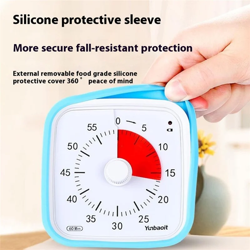 YUNBAOIT VT01 Visual Timer with Night Light 60 Minute Countdown Timer Silent Time Management Tool (Without Battery) - Pink+Red