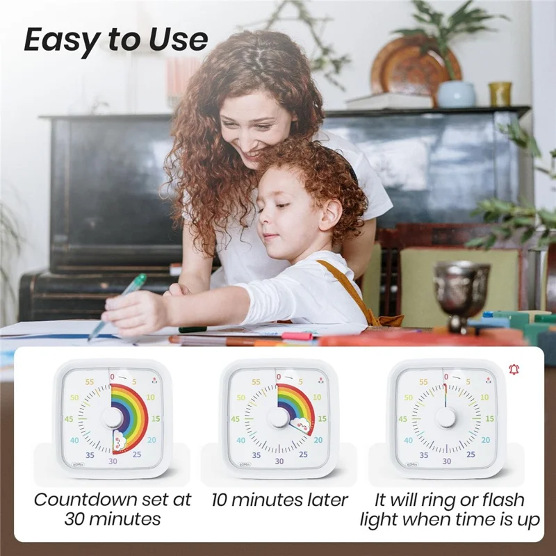 VT01 Visual Timer with Protective Case Rainbow Disk 60 Minute Countdown Timer for Kids and Adults (Without Battery) - Blue