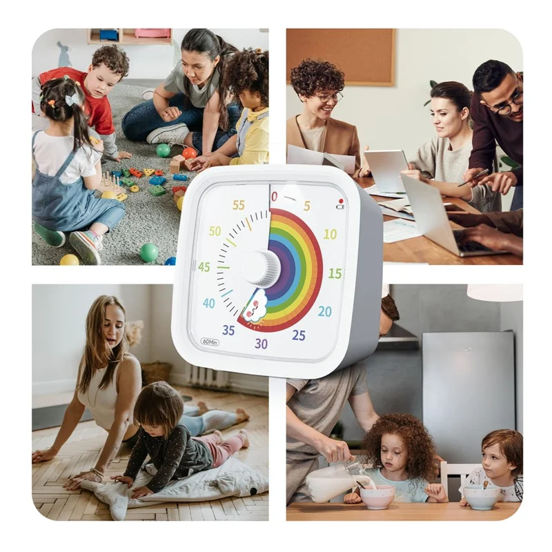 VT01 Visual Timer with Protective Case Rainbow Disk 60 Minute Countdown Timer for Kids and Adults (Without Battery) - Blue