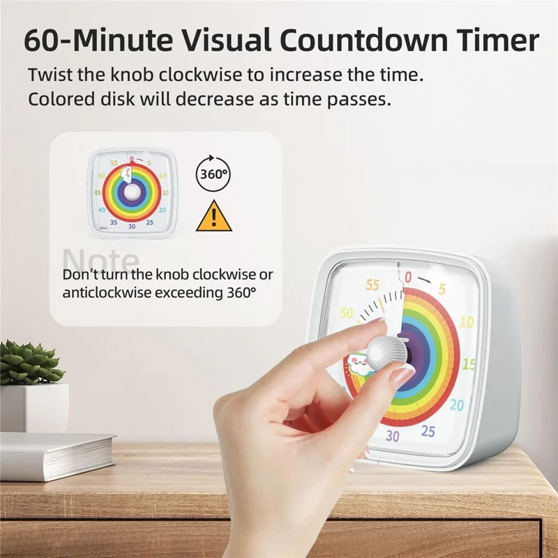 VT03 60-Minute Countdown Timer Visual Timer with Night Light for Kids and Adults (Without Battery) - Green