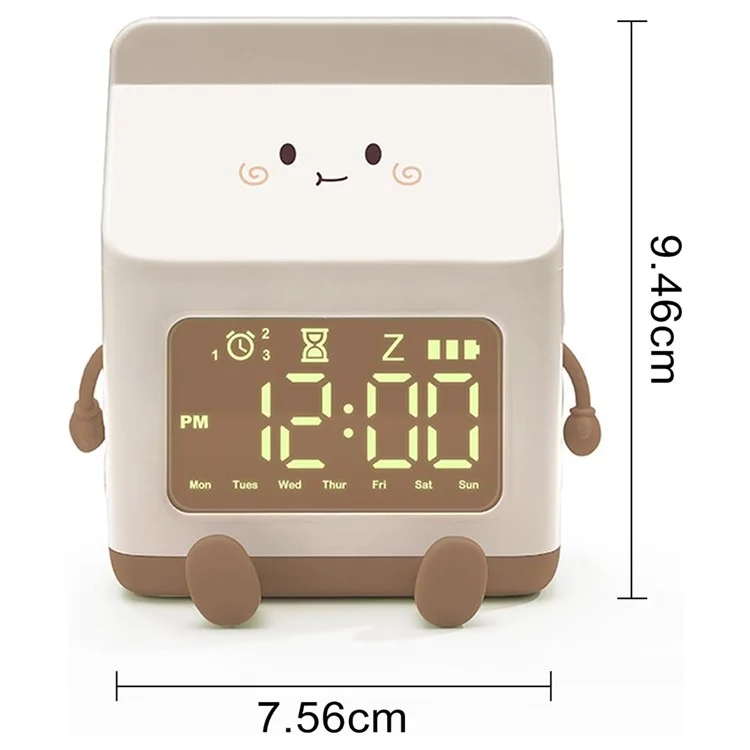 Orologio a Forma di Scatola di Latte Con Snooze Per Bambini a LED Orologio Intelligente di Sveglia Ricaricabile Per Camera da Letto - Verde