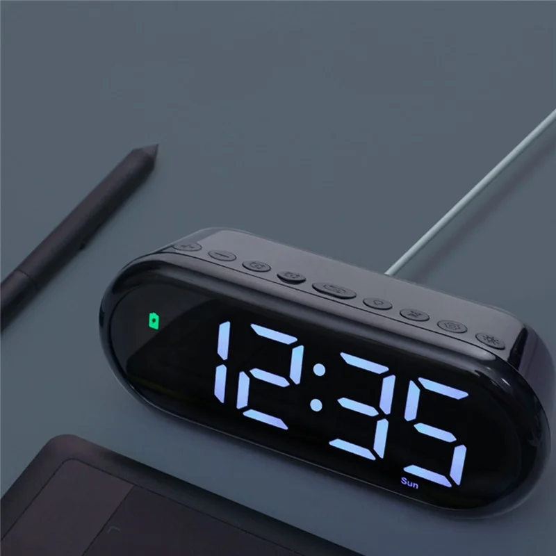 LED Large Display Digital Clock Adjustable Brightness RGB Color Changing Alarm Clock for Home