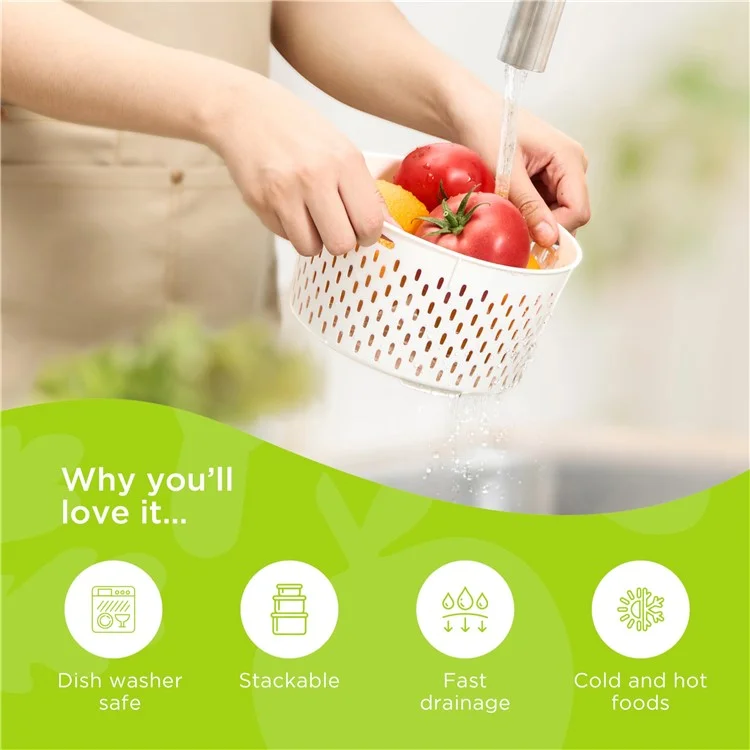 3Pzas Caja de Almacenamiento de Refrigerador Redonda Transparente Canasta de Drenaje Caja de Mantenimiento de Frescura de Frutas y Verduras (Libre de BPA, No FDA)