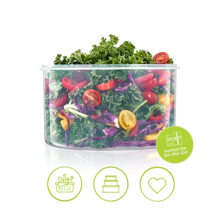 3Pzas Caja de Almacenamiento de Refrigerador Redonda Transparente Canasta de Drenaje Caja de Mantenimiento de Frescura de Frutas y Verduras (Libre de BPA, No FDA)