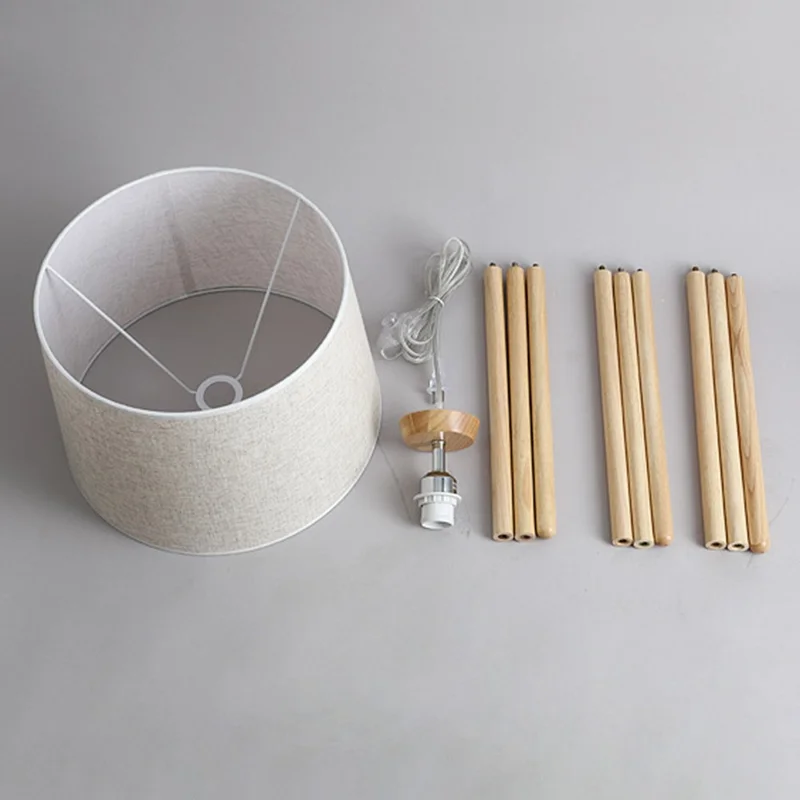 Nordic Wooden Bracket Floor Lamp Living Room Bedroom Bedside Lamp Modern Simple Vertical Lamp, Three-Color Light Source, EU Plug - Style A