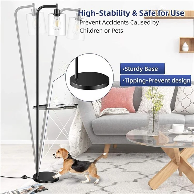 Office Home Iron Art Pavimento Retro Simple Glass Bulb Vertical Floor Lampada Con Lampadina da 6w, Spina ue - Nero