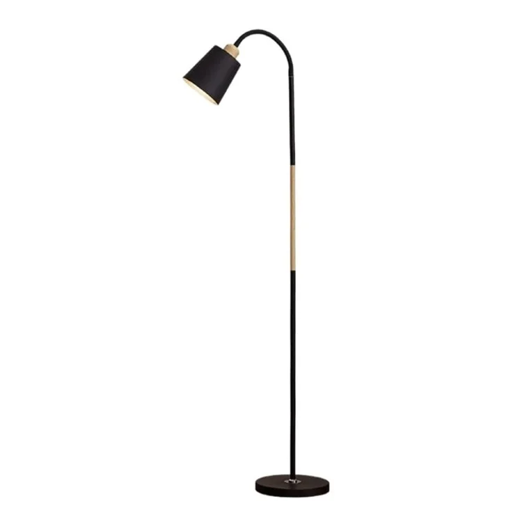Lámpara de pie moderna de 15 W con manguera flexible, bombilla E27 LED y base de PVC para sala de estar y dormitorio - Negro