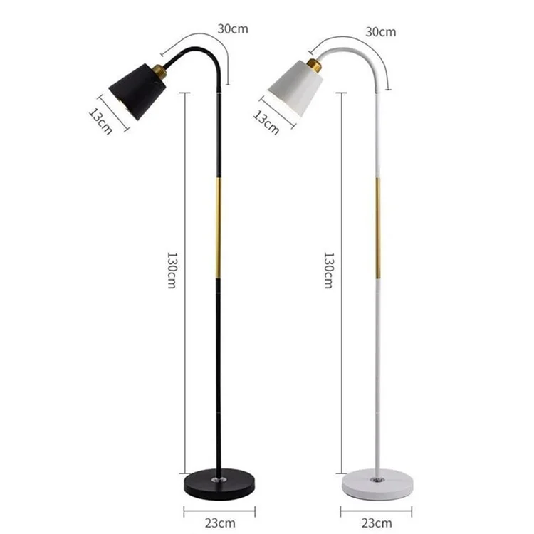 Lámpara de pie moderna de 15 W con manguera flexible, bombilla E27 LED y base de PVC para sala de estar y dormitorio - Negro