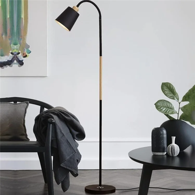 Lámpara de pie moderna de 15 W con manguera flexible, bombilla E27 LED y base de PVC para sala de estar y dormitorio - Negro