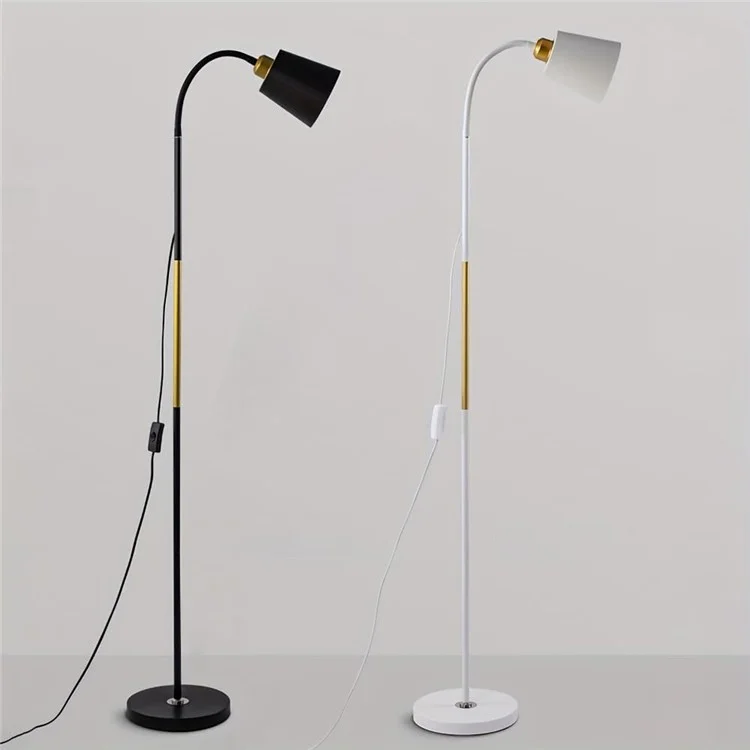 Lámpara de pie moderna de 15 W con manguera flexible, bombilla E27 LED y base de PVC para sala de estar y dormitorio - Negro