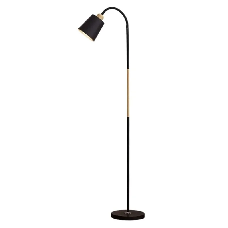 12W Modern Floor Lamp Flexible Hose E27 Bulb LED Light with PVC Base for Living Room Bedroom - Black