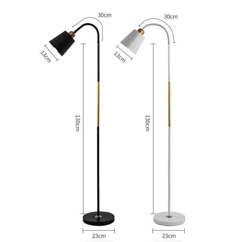 12W Modern Floor Lamp Flexible Hose E27 Bulb LED Light with PVC Base for Living Room Bedroom - Black