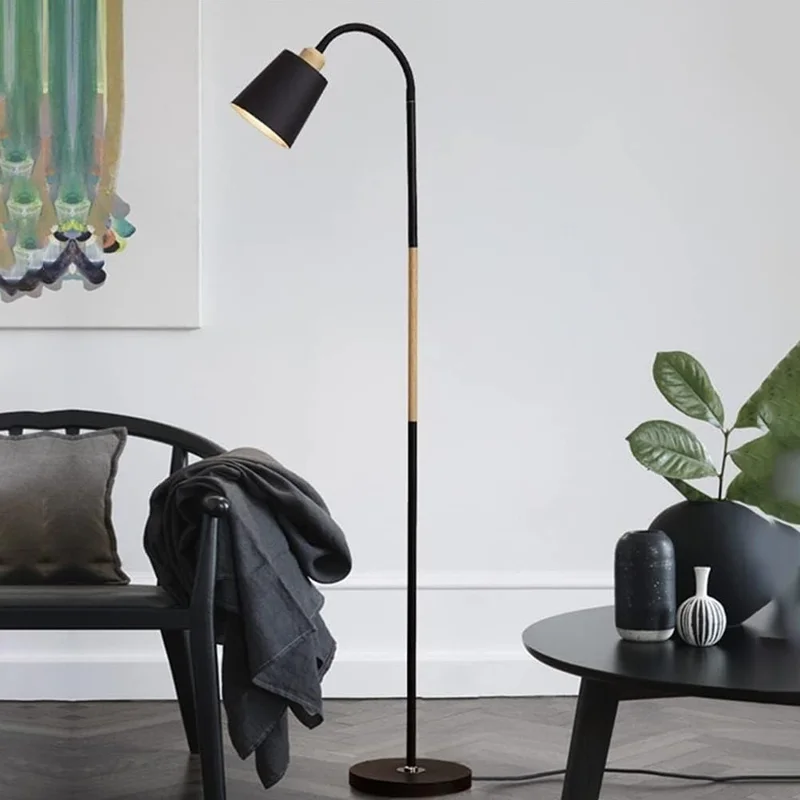 12W Modern Floor Lamp Flexible Hose E27 Bulb LED Light with PVC Base for Living Room Bedroom - Black