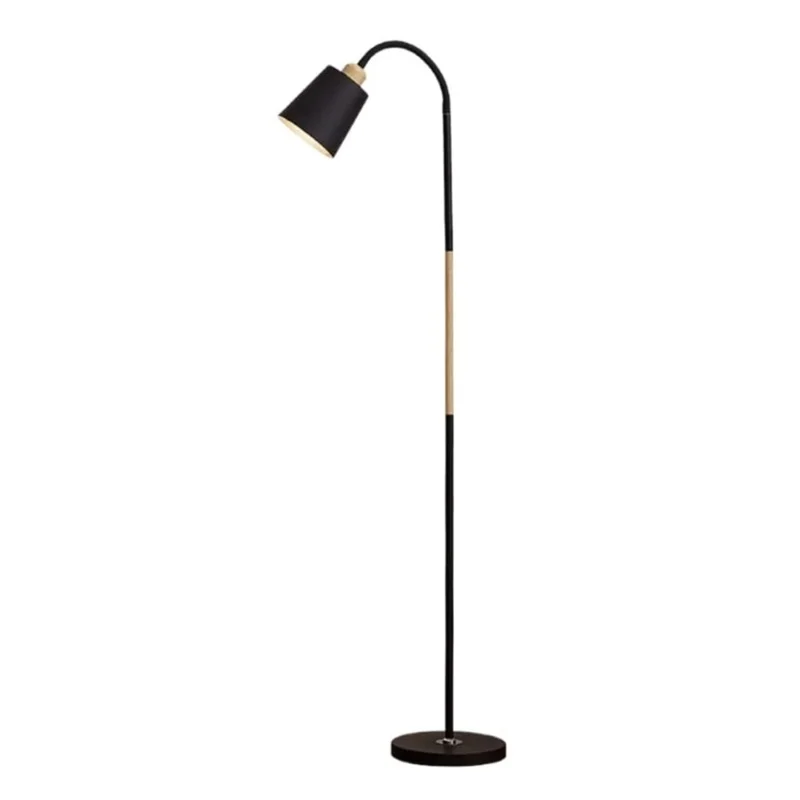 5W Modern Floor Lamp Flexible Hose E27 Bulb LED Light with PVC Base for Living Room Bedroom - Black