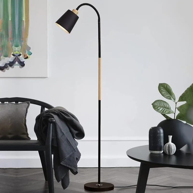 5W Modern Floor Lamp Flexible Hose E27 Bulb LED Light with PVC Base for Living Room Bedroom - Black