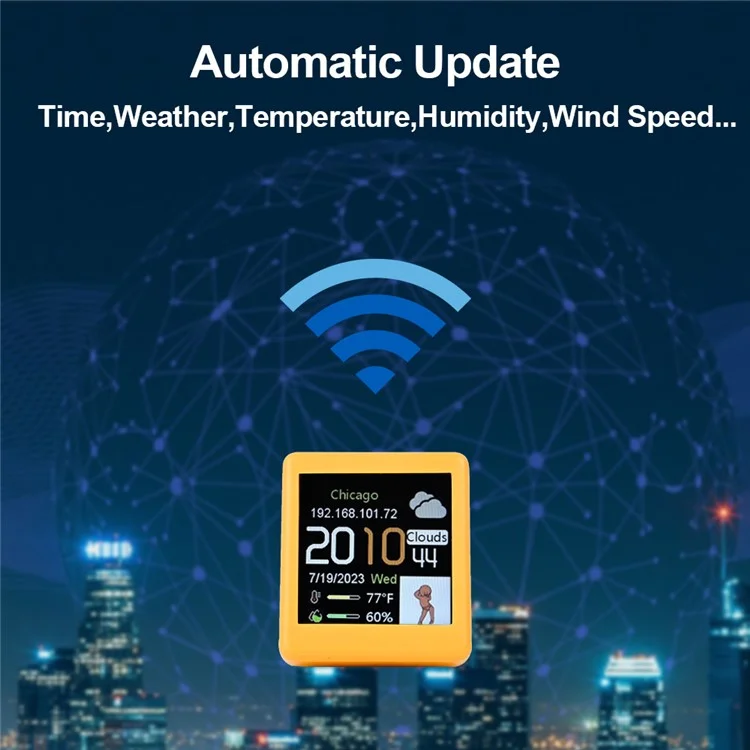 Animation Electronic Album Smart Clock de 1,54 Pouce Station de Prévision Météorologique WiFi (CE / Certifié Rohs) - Orange