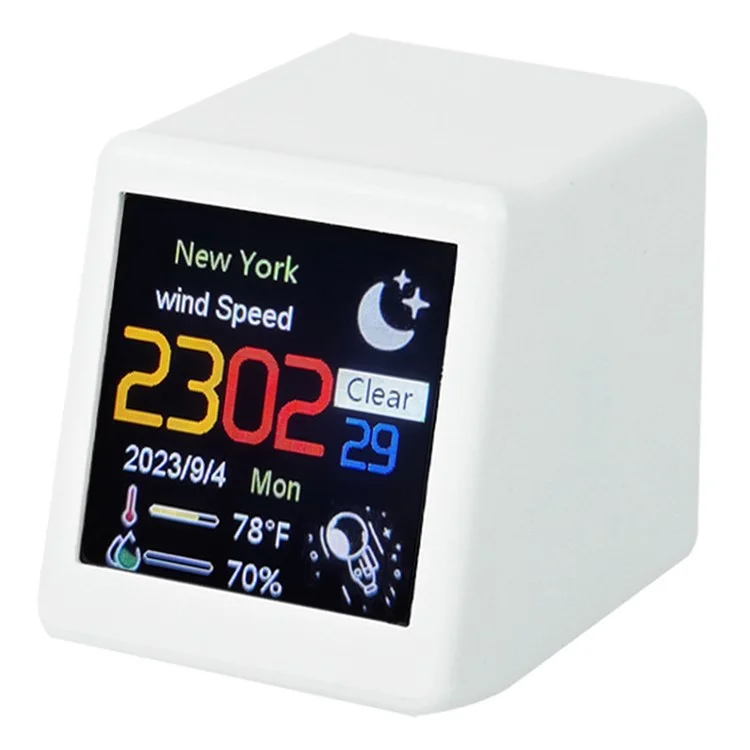 Animation Electronic Album Smart Clock 1.54-inch Screen WiFi Weather Forecast Station (CE / RoHS Certified) - White