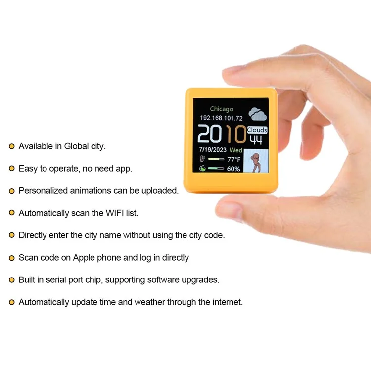 Animation Electronic Album Smart Clock 1.54-inch Screen WiFi Weather Forecast Station (CE / RoHS Certified) - White
