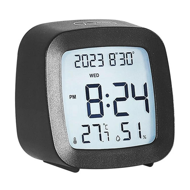 Digital Alarm Clock with Backlight Battery Operated Temperature Humidity Monitor Alarm Clock - 2306 Black
