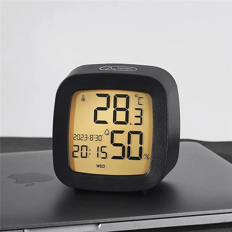 Digital Alarm Clock with Backlight Battery Operated Temperature Humidity Monitor Alarm Clock - 2306 Black