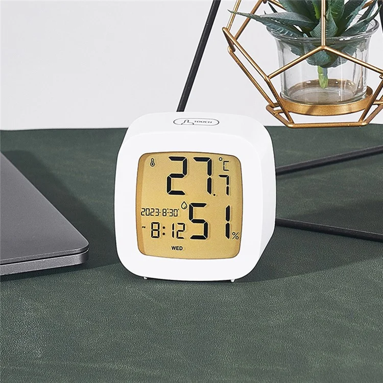 Digital Alarm Clock with Backlight Battery Operated Temperature Humidity Monitor Alarm Clock - 2306 Black