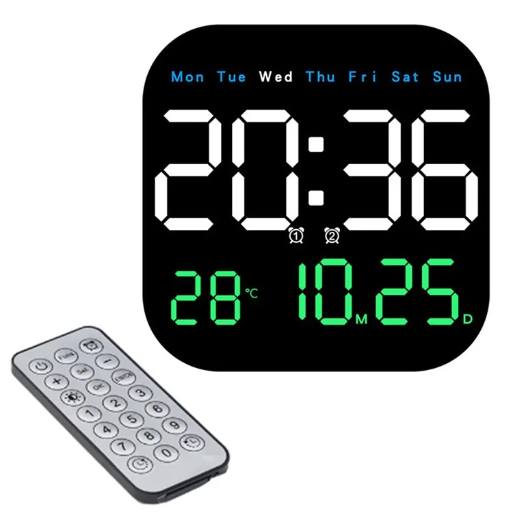 10.55 inch Digital Large Display Clock Electronic Clock with Date / Month / Temperature LED Display for Desk / Wall - Blue  /  White  /  Green