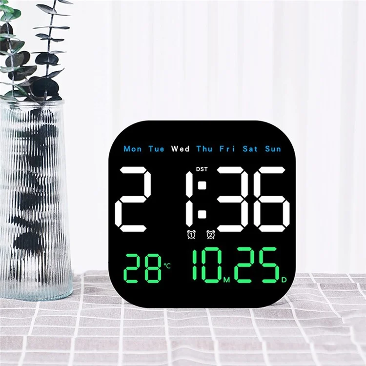 10.55 inch Digital Large Display Clock Electronic Clock with Date / Month / Temperature LED Display for Desk / Wall - Blue  /  White  /  Green