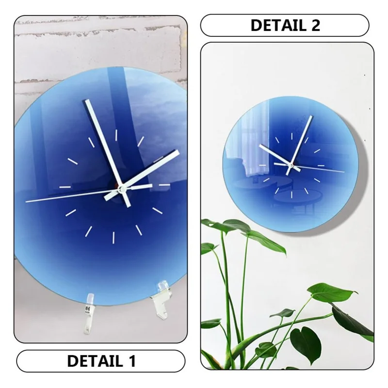 12 inch Sunset Wall Clock with Dial Scale Silent Gradient Glass Clocks for Home (No Battery) - Blue