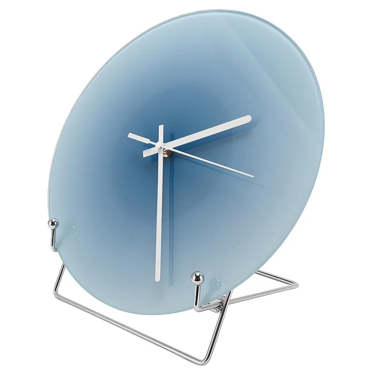 12 inch Sunset Wall Clock with Bracket Silent Non-Ticking Gradient Glass Clocks for Home (No Battery) - Blue  /  No Dial Scale