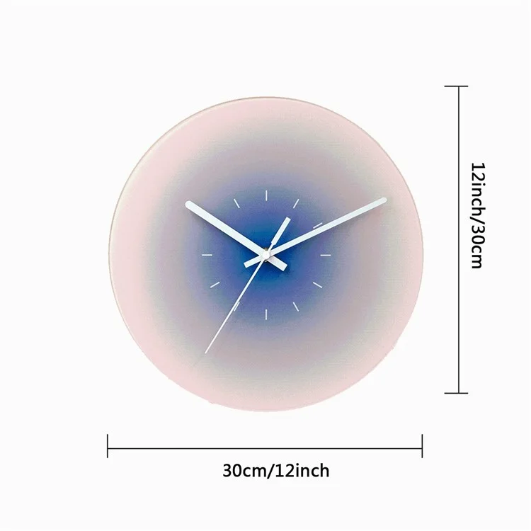 12 inch Sunset Wall Clock Silent Non-Ticking Gradient Glass Clocks for Home (No Battery) - Orange  /  No Dial Scale