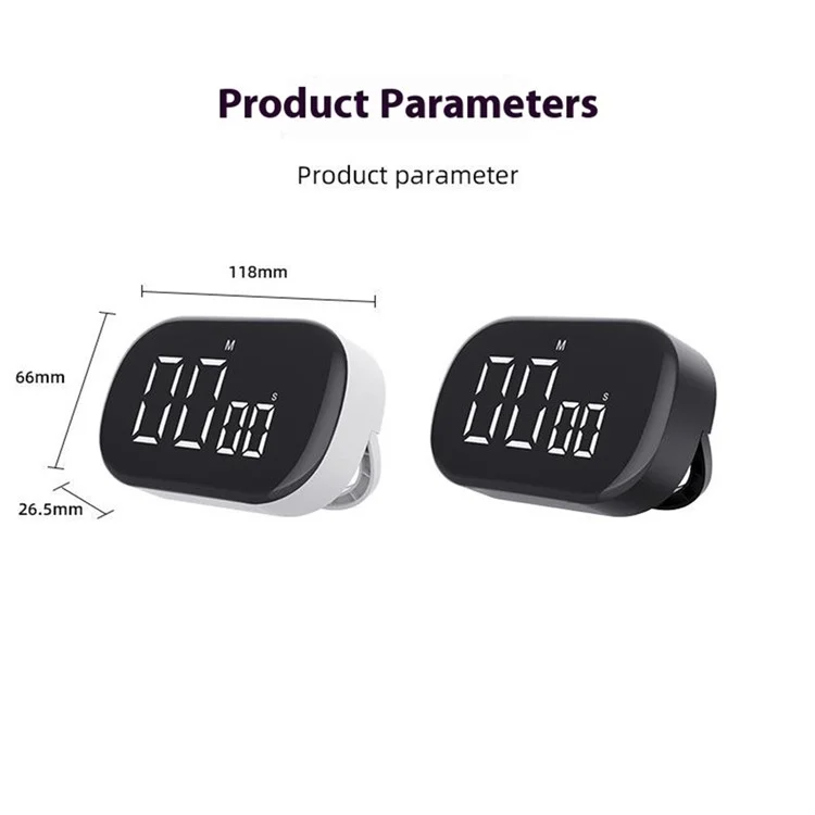 F3 Kitchen Timer Large Screen Magnetic Time Manager Student Learning Alarm Clock - White
