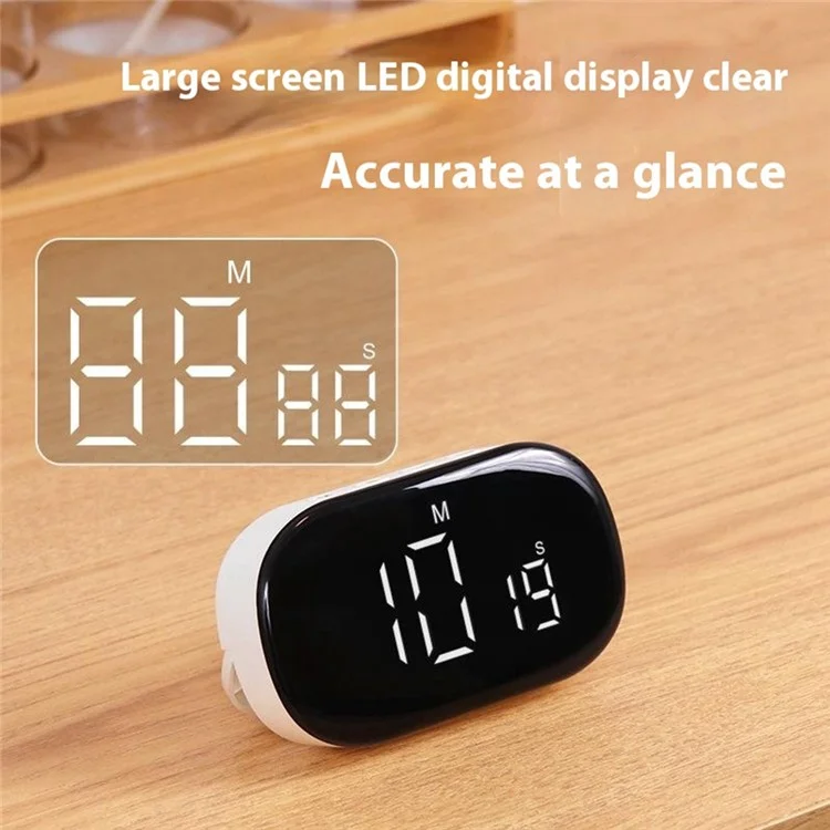 F3 Kitchen Timer Large Screen Magnetic Time Manager Student Learning Alarm Clock - White