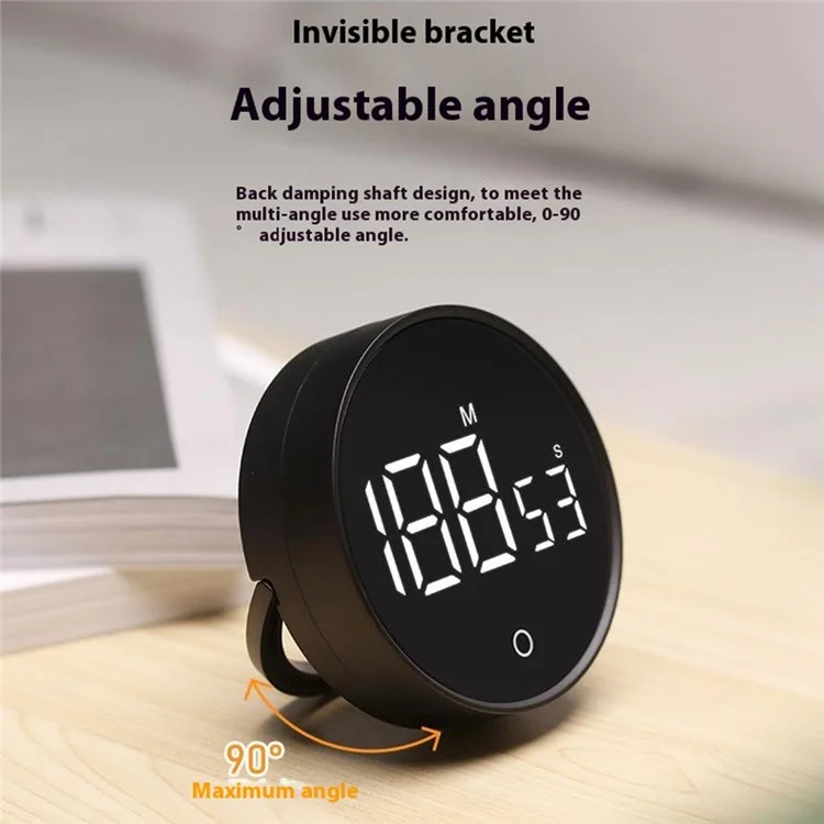 F5 Timer Conto alla Rovescia Rotante Magnetico Visivo Timer da Cucina Promemoria Apprendimento Studente - Nero