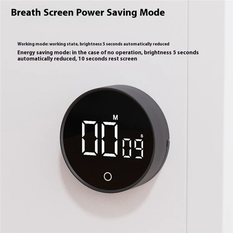 F5 Timer Conto alla Rovescia Rotante Magnetico Visivo Timer da Cucina Promemoria Apprendimento Studente - Nero