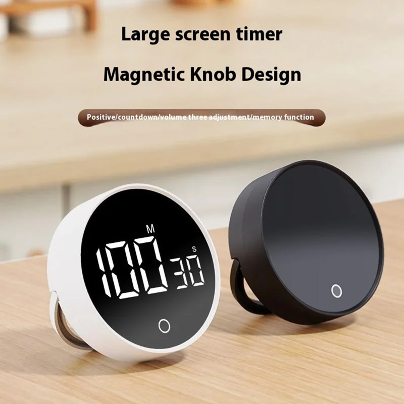 F5 Rotating Countdown Timer Magnetic Visual Kitchen Timer Student Learning Time Reminder - White