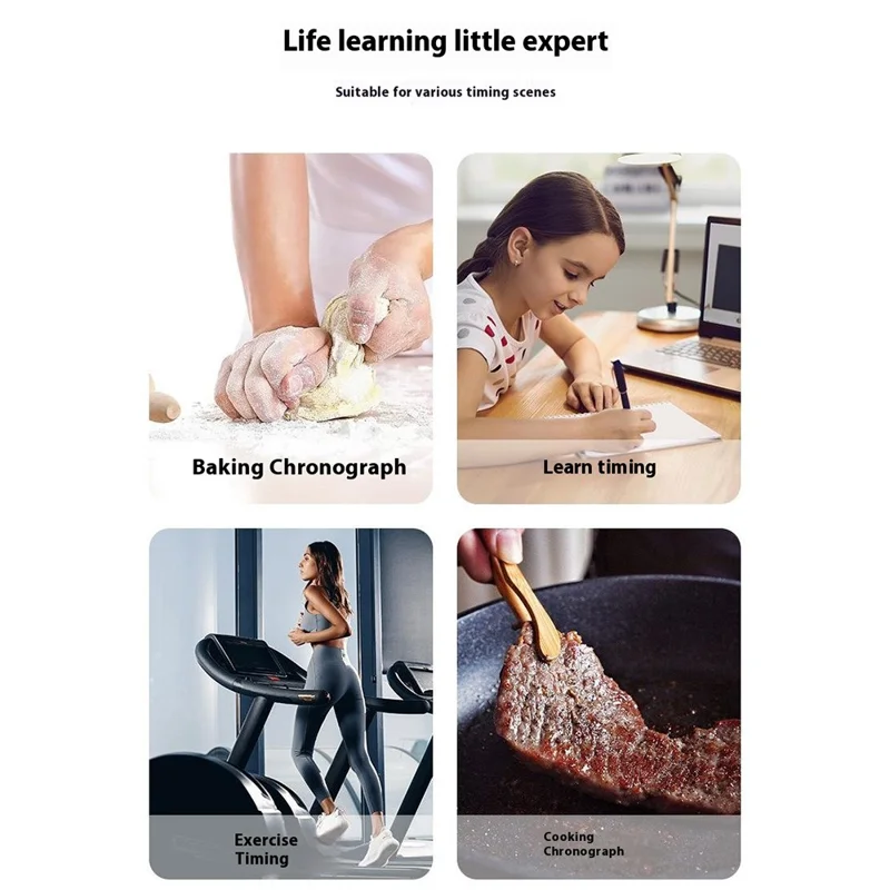 F5 Rotating Countdown Timer Magnetic Visual Kitchen Timer Student Learning Time Reminder - White