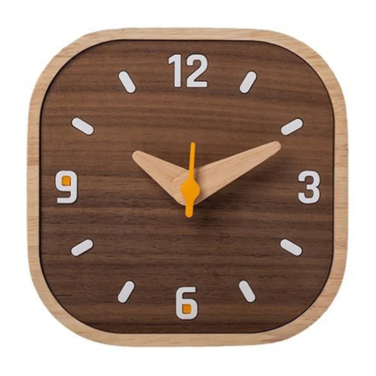 Horloge de table miniature en bois de noyer noir avec mouvement à quartz silencieux pour la chambre à coucher et la cuisine.