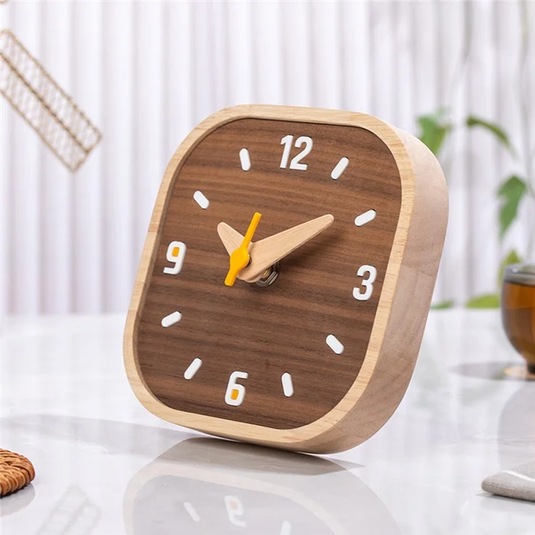 Horloge de table miniature en bois de noyer noir avec mouvement à quartz silencieux pour la chambre à coucher et la cuisine.