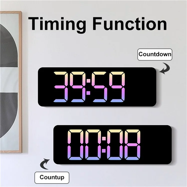 Orologio da parete digitale a LED 5526 con display multifunzione, contaore e sveglia - Rosa