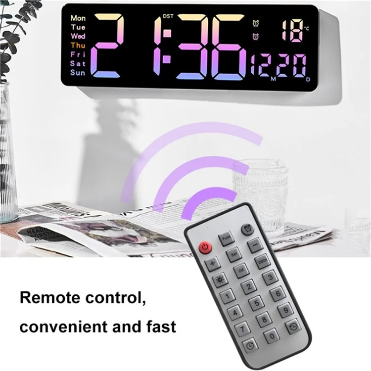 Orologio da parete digitale a LED 5526 con display multifunzione, contaore e sveglia - Rosa