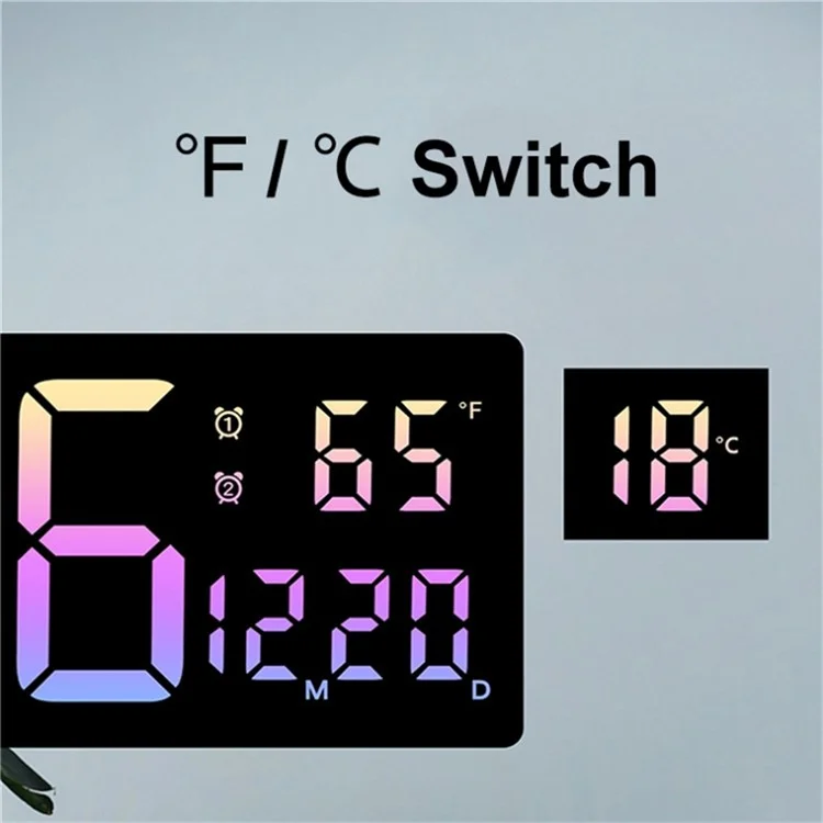 Orologio da parete digitale a LED 5526 con display multifunzione, contaore e sveglia - Rosa