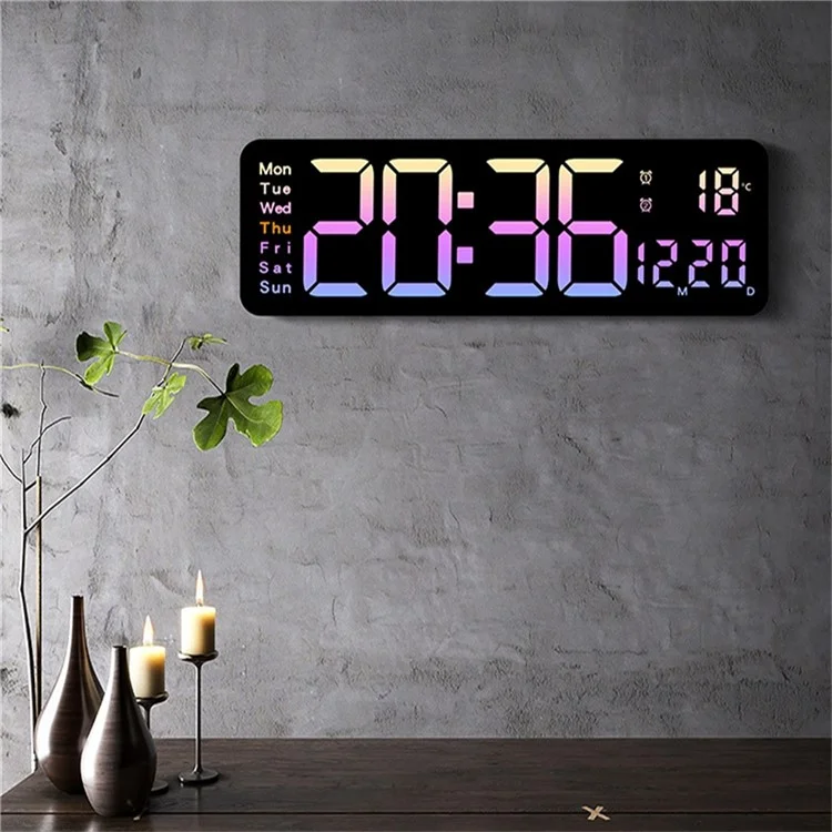 Orologio da parete digitale a LED 5526 con display multifunzione, contaore e sveglia - Rosa