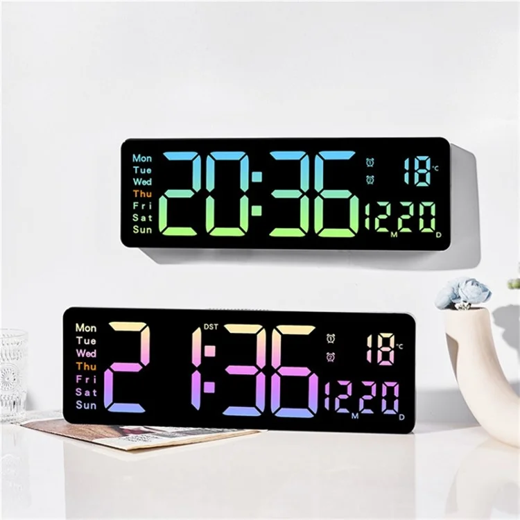 Orologio da parete digitale a LED 5526 con display multifunzione, contaore e sveglia - Rosa