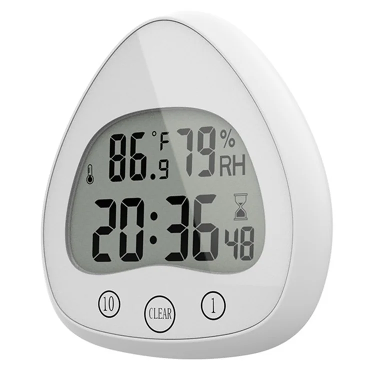 Silent Digital Alarm Clock with Suction Cup Waterproof Countdown Timer Temperature Humidity Sensor