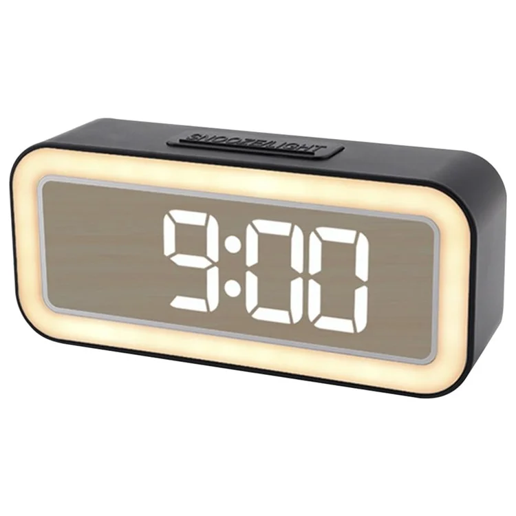 Specchio Superficie LED Sveglia Digitale Visualizzazione della Temperatura Orologio da Comodino per Studenti Desktop - Nero